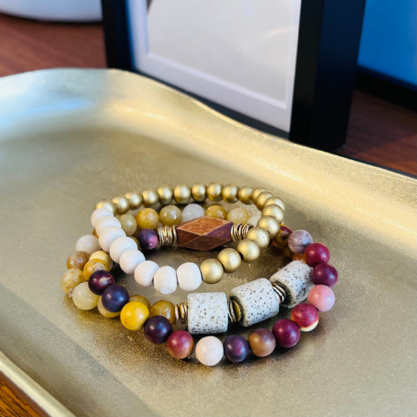 Niro Designs -Fall In Love Beaded Bracelets (Set of 3)