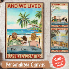 Load image into Gallery viewer, Excoolent Custom Canvas Prints/Poster Printing for Pet Lovers, Vintage Gift with Custom Names/Dog/Cat Breeds - And she/he lived happily ever after
