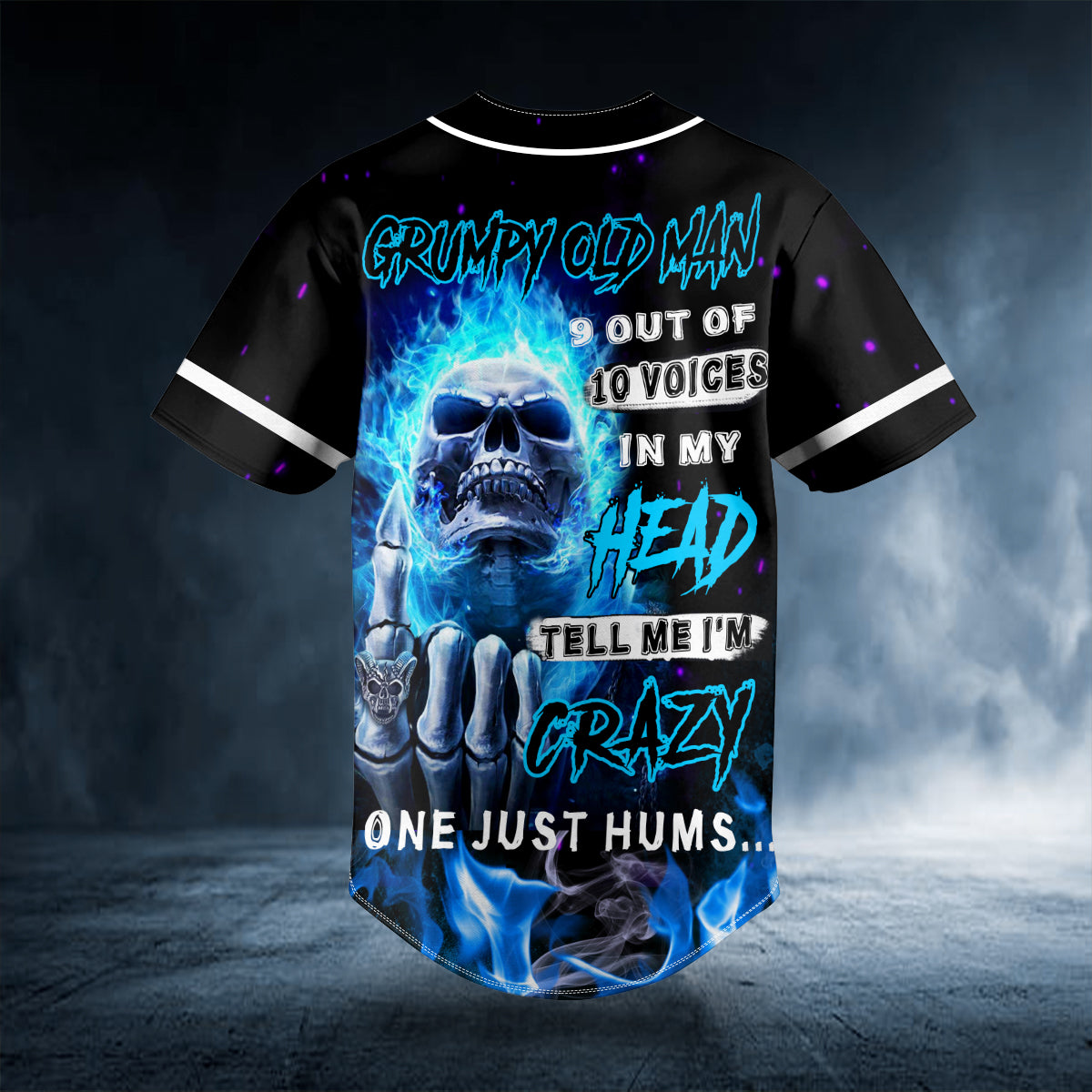 Grumpy Old Man 9 Out Of 10 Voices Skull Custom Baseball Jersey