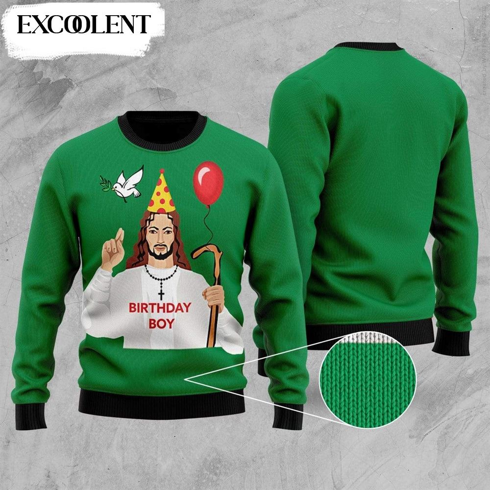 Boekhouding Canada Rally Happy Birthday Jesus Ugly Christmas Sweater - Christmas Graphic Sweater -  Xmas Ugly Sweater | Excoolent