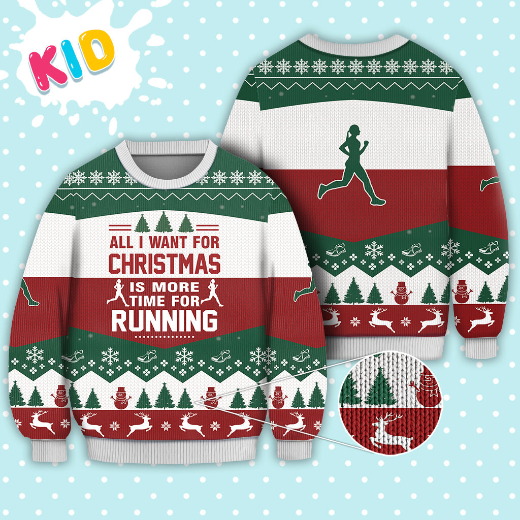Vormen relais kortademigheid Running All I Want For Christmas Ugly Christmas Sweater - Christmas Graphic  Sweater | Excoolent