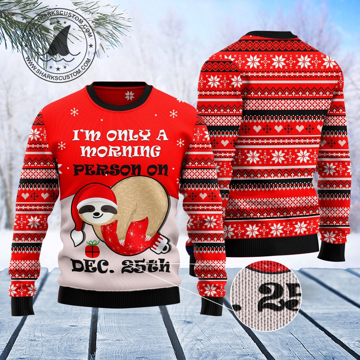 Sloth Morning Ugly Christmas Sweater Unisex & Mens, Couples Matching - Funny Sweater Gifts |