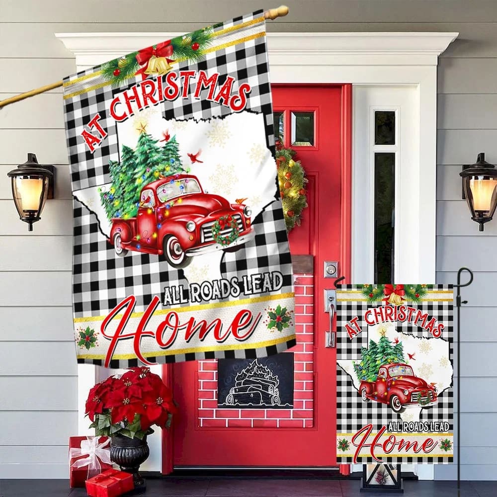 Texas All Roads Lead Home Christmas Garden Flags - Christmas Outdoor  Decorations | Excoolent