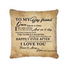 Load image into Gallery viewer, Excoolent Custom Square Pillow/Cushion for Couple/Friends/Family Unique gift with personalized Name/Hair/Skin/Shirt - I love you to the moon and back  with Men
