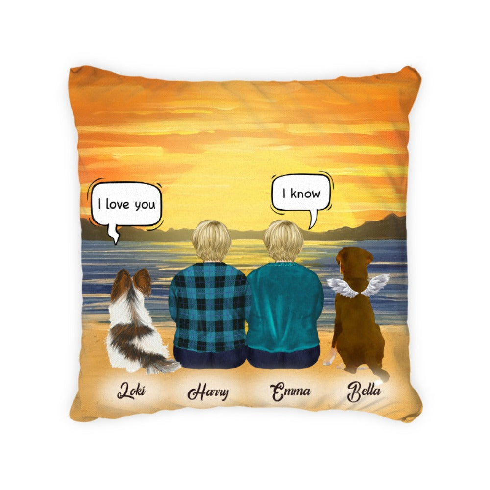 Excoolent Custom Throw Pillows For Best Friend, Square Pillow, Anniversary Gift Idea, Personalized Name/Dad/Mom/Pets, 2 People With Pets