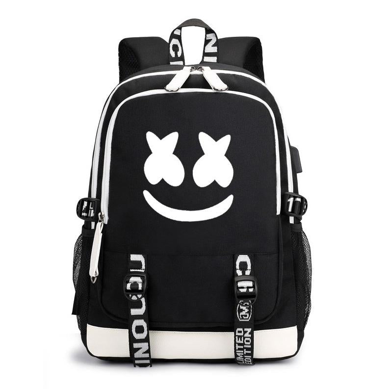 DJ Marshmello Smile Luminous Backpack with USB Charging Port Music Stu ...