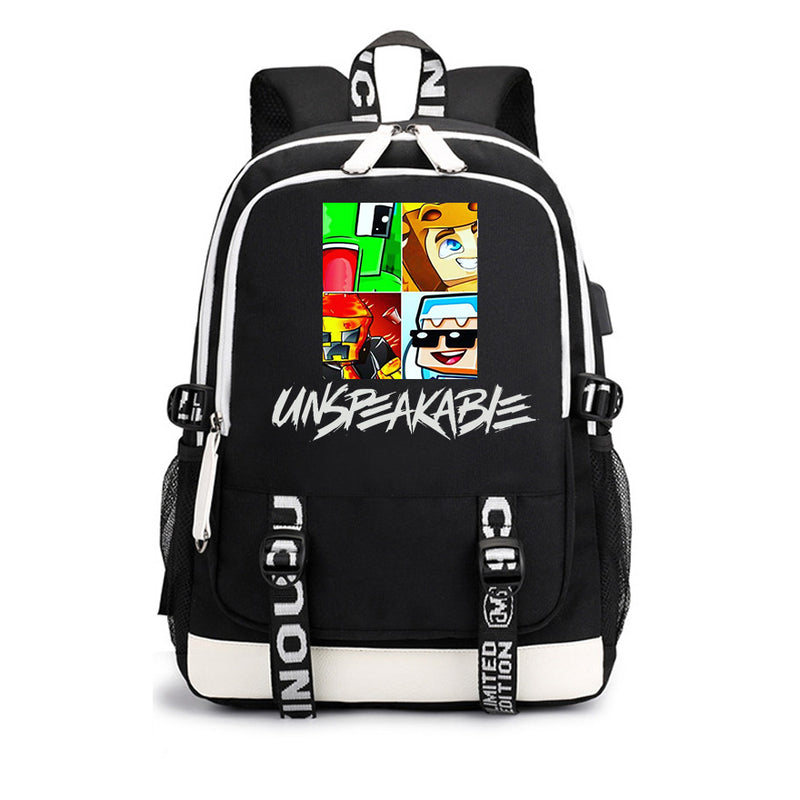 Backpack Smilyu - 9 designs fortnite and roblox game night light backpacks with usb charger boys and girls canvas school bag bookbag satchel youth casual campus bags