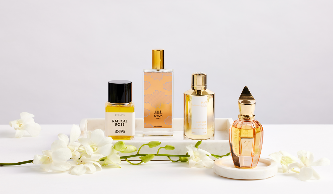 group shot fragrance images - radical rose by matiere premiere inle by memo mancera and xerjoff