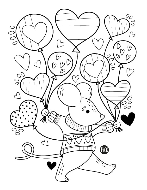 coloriage gratuit souris amoureuse