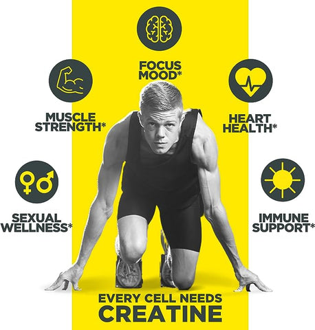 Every cell needs creatine. 5 benefits of creatine: muscle, brain, heart, immune, and sexual health.