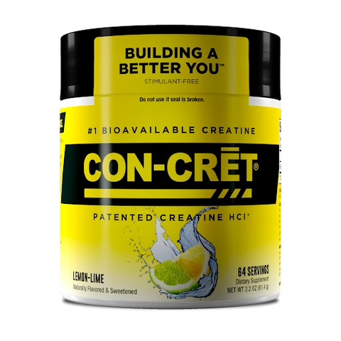 Lemon lime flavored CON-CRET creatine powder.
