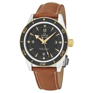 Omega Men's Seamaster 300M Leather Strap Automatic Watch