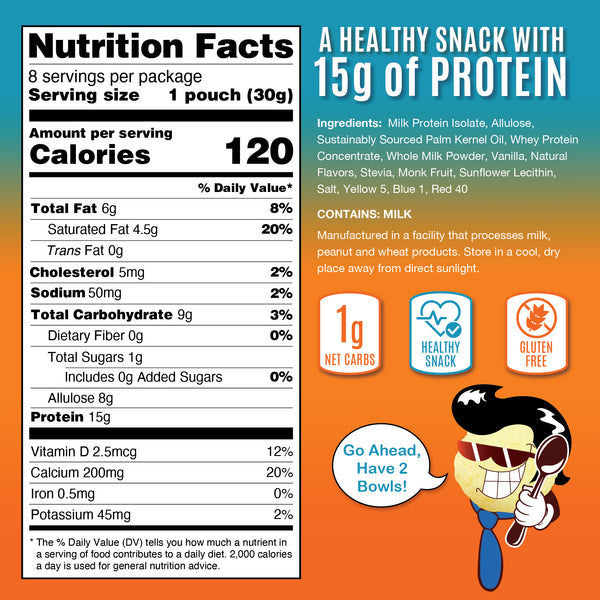 Snack House Foods Fruity Puffs Keto Cereal, high protein, low carbohydrate, gluten free, healthy breakfast cereal, fruity pebbles flavor, fruit loops flavor, fruity cereal