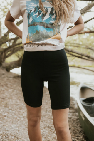 Biker shorts are the perfect go to for an active date attire. www.loveoliveco.com