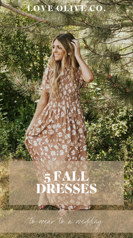 5 fall dresses to wear to a wedding. www.www.loveoliveshop.com