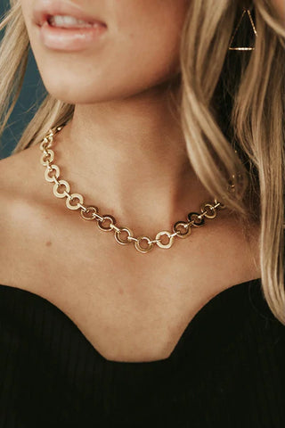gold circle chain necklace. www.loveoliveco.com