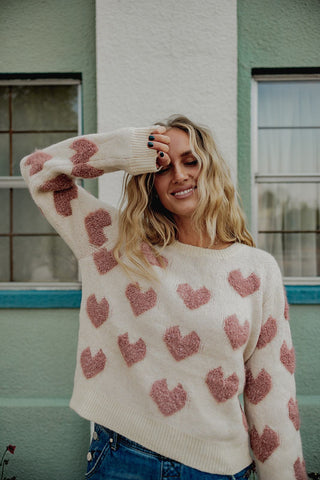 heart graphic sweater. www.loveoliveco.com