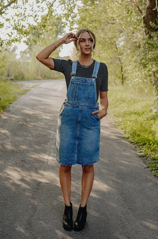 denim overall dress. www.loveoliveco.com