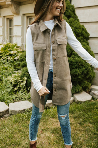 this vest jacket is the fall staple piece you'll want this season. www.loveoliveco.com