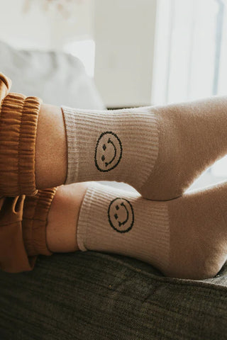 cozy smiley face socks. www.loveoliveco.com