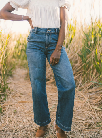 wide pant jeans, retro 90s feel. they are back in style. www.loveoliveco.com