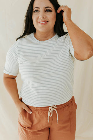 cute and cozy white and blue tee. www.loveoliveco.com