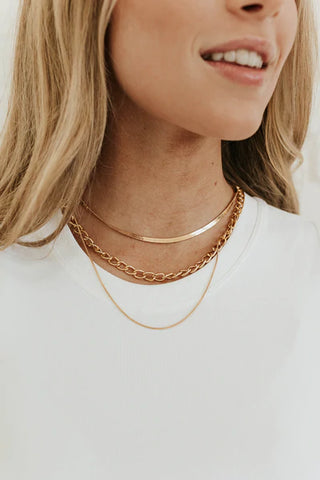 three piece gold necklace. www.loveoliveco.com