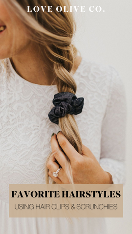 Favorite ways to style your hair with a scrunchie. www.loveoliveco.com