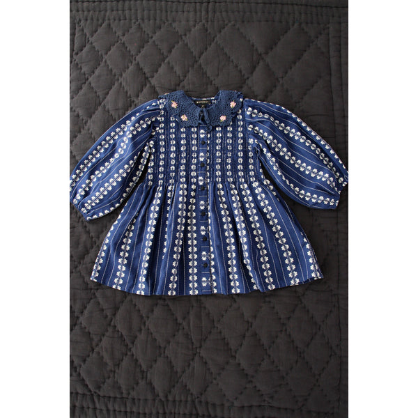 Bonjour Hand Smock Indigo Tulle, Gold Hearts - Lintott Shop