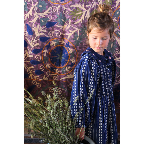 Bonjour Hand Smock Indigo Tulle, Gold Hearts - Lintott Shop