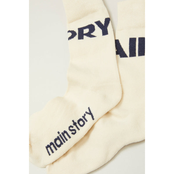 Main Story Jacquard Socks, Plain Knit Chalk - Lintott Shop