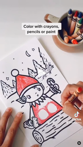Silly elf holiday Card and Coloring Page tutorial and download.