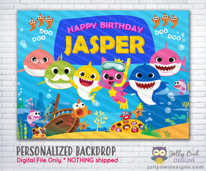 Baby Shark Party Backdrop – Jolly Owl Designs