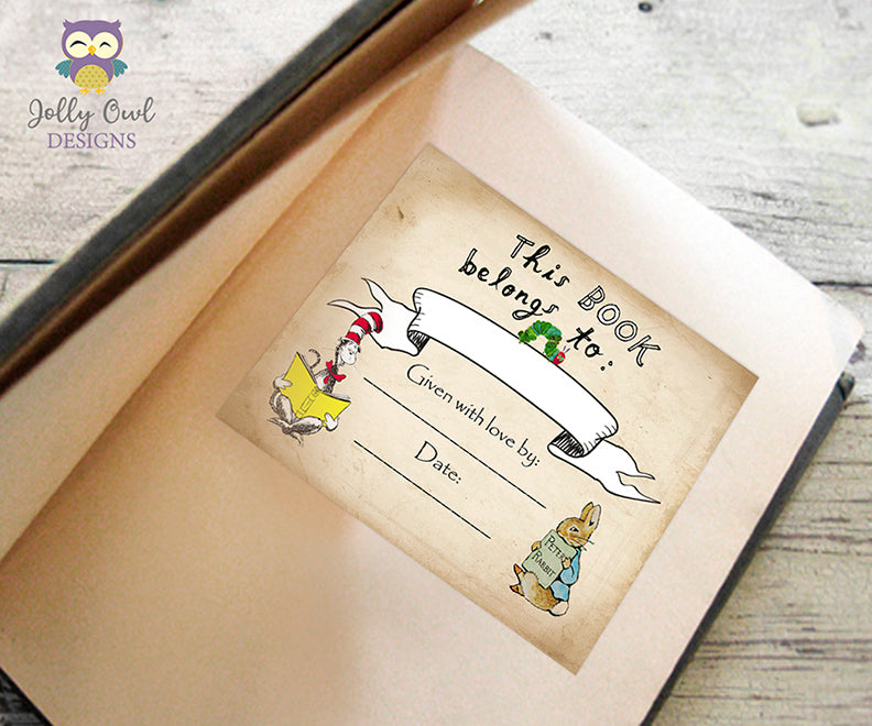 Storybook Themed Baby Shower Bookplate – Jolly Owl Designs