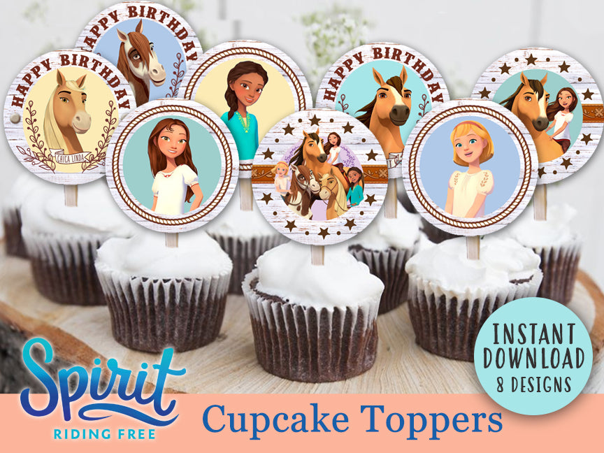 spirit-riding-free-theme-cupcake-toppers-birthday-party-circles