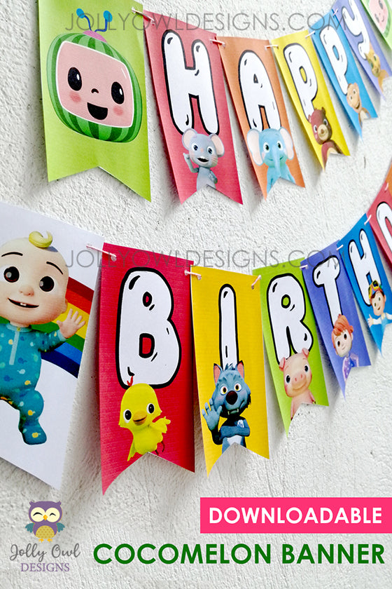 Cocomelon Happy Birthday Party Banner - Digital Printable – Jolly Owl
