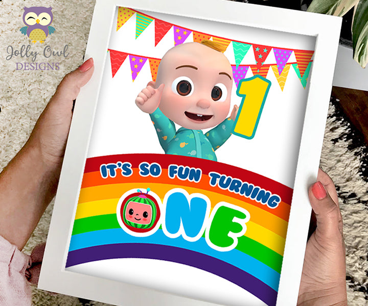 Cocomelon Birthday Party Table Sign - First Birthday Decor - Digital F