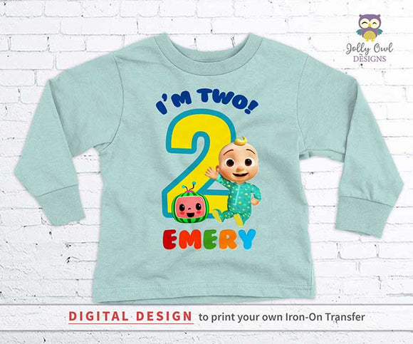 Cocomelon Party Printable Tshirt Iron On Transfer Personalized Jolly Owl Designs 8176