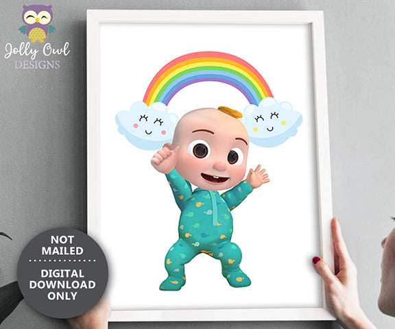 Cocomelon Birthday Gift Idea - Baby JJ with Rainbow - Printable Wall A