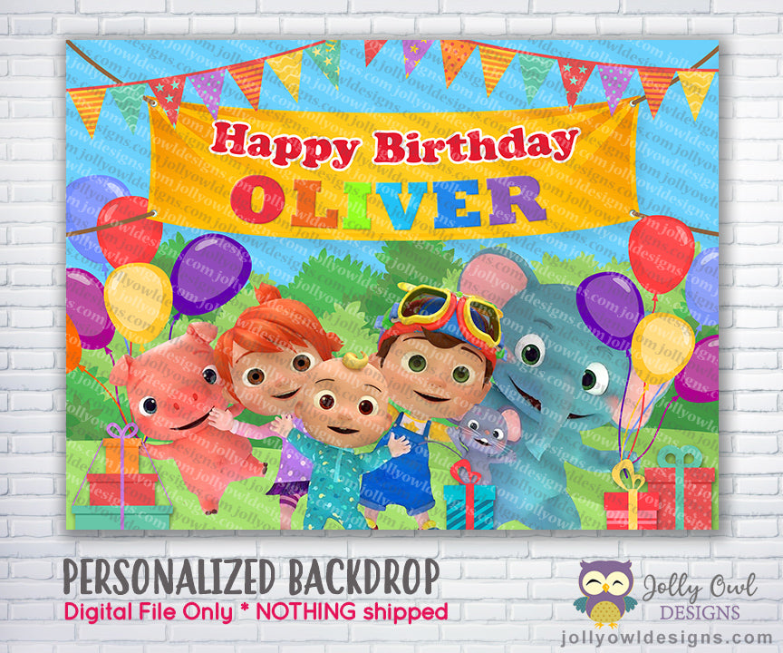 Cocomelon Birthday Party Backdrop – Jolly Owl Designs