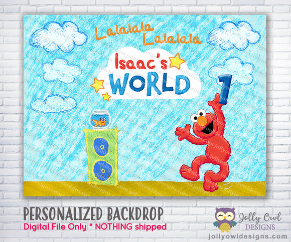 Vænne sig til Anbefalede gave Elmo's World Birthday Party Backdrop - Digital File – Jolly Owl Designs