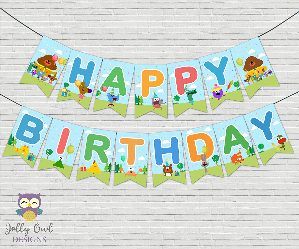 Hey Duggee Happy Birthday Banner – Jolly Owl Designs