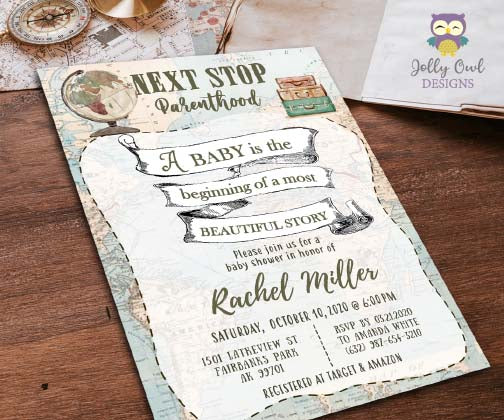 travel themed baby shower invitations