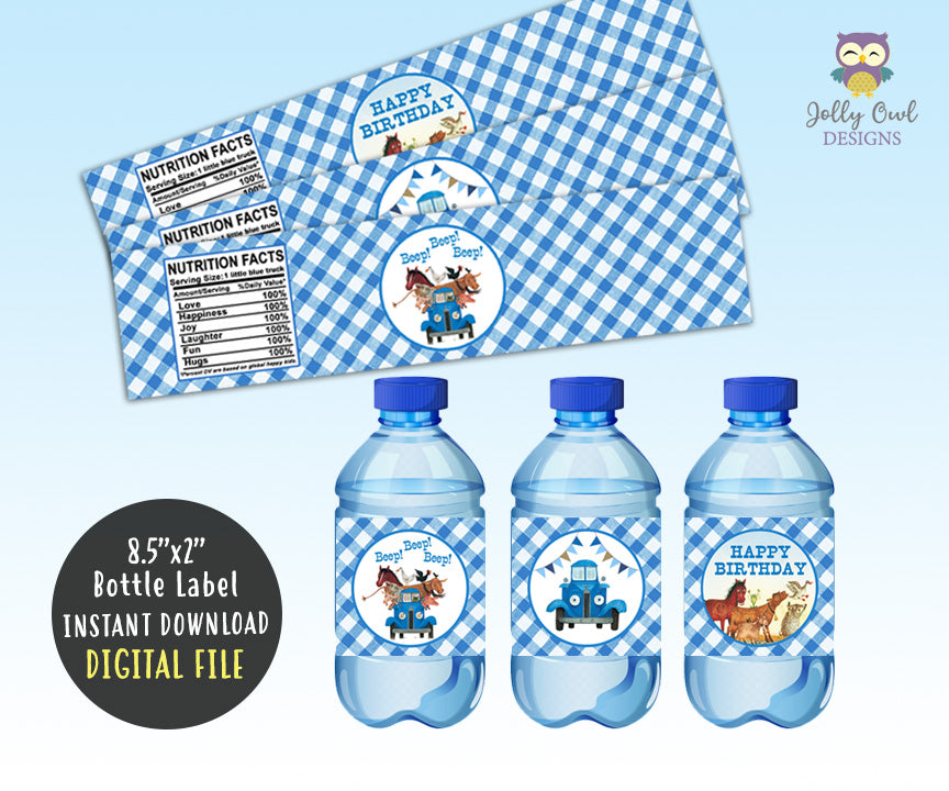 Little Blue Truck Water Bottle Label for Birthday Party ...