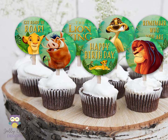 The Lion King Cupcake Toppers Birthday Party Circles Jolly Owl Designs