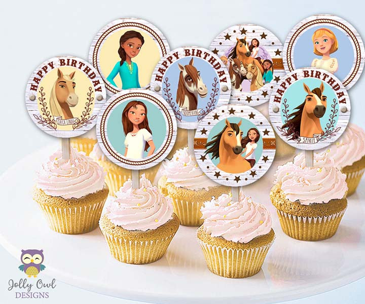 spirit-riding-free-theme-cupcake-toppers-birthday-party-circles