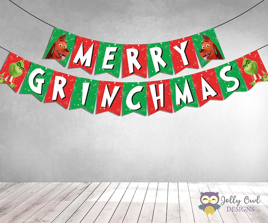 The Grinch Merry Grinchmas Banner Jolly Owl Designs