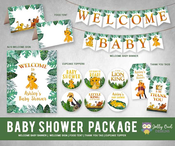 The Lion King Baby Shower Personalized Bundle Kit Package Jolly Owl Designs