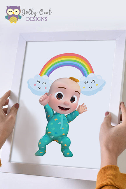 Cocomelon Birthday Gift Idea - Baby JJ with Rainbow - Printable Wall A