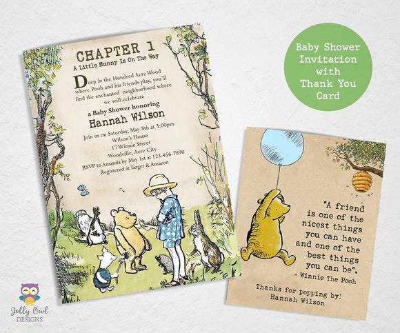 Download Book Instead Of Card And Thank You Card Classic Winnie The Pooh Baby Shower Invitation Prints Art Collectibles Aabenthus Cbs Dk